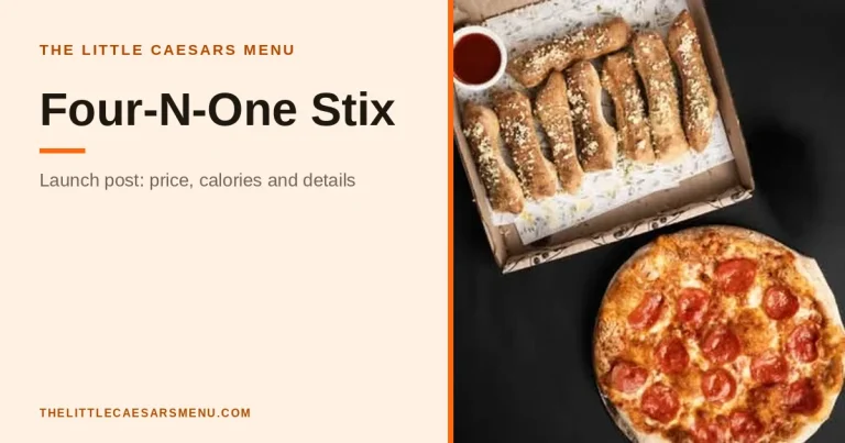 Four-N-One Stix: the new 16-piece stix box, explained banner, The Little Caesars Menu